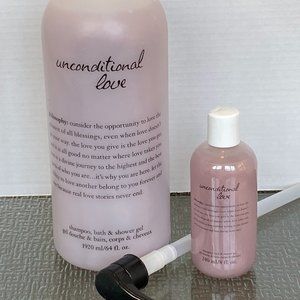 Philosophy Unconditional Love Shampoo, Bath & Shower Gel set MEGA Gel 64 & 8 oz